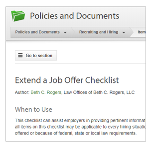 Extend a Job Offer Checklist